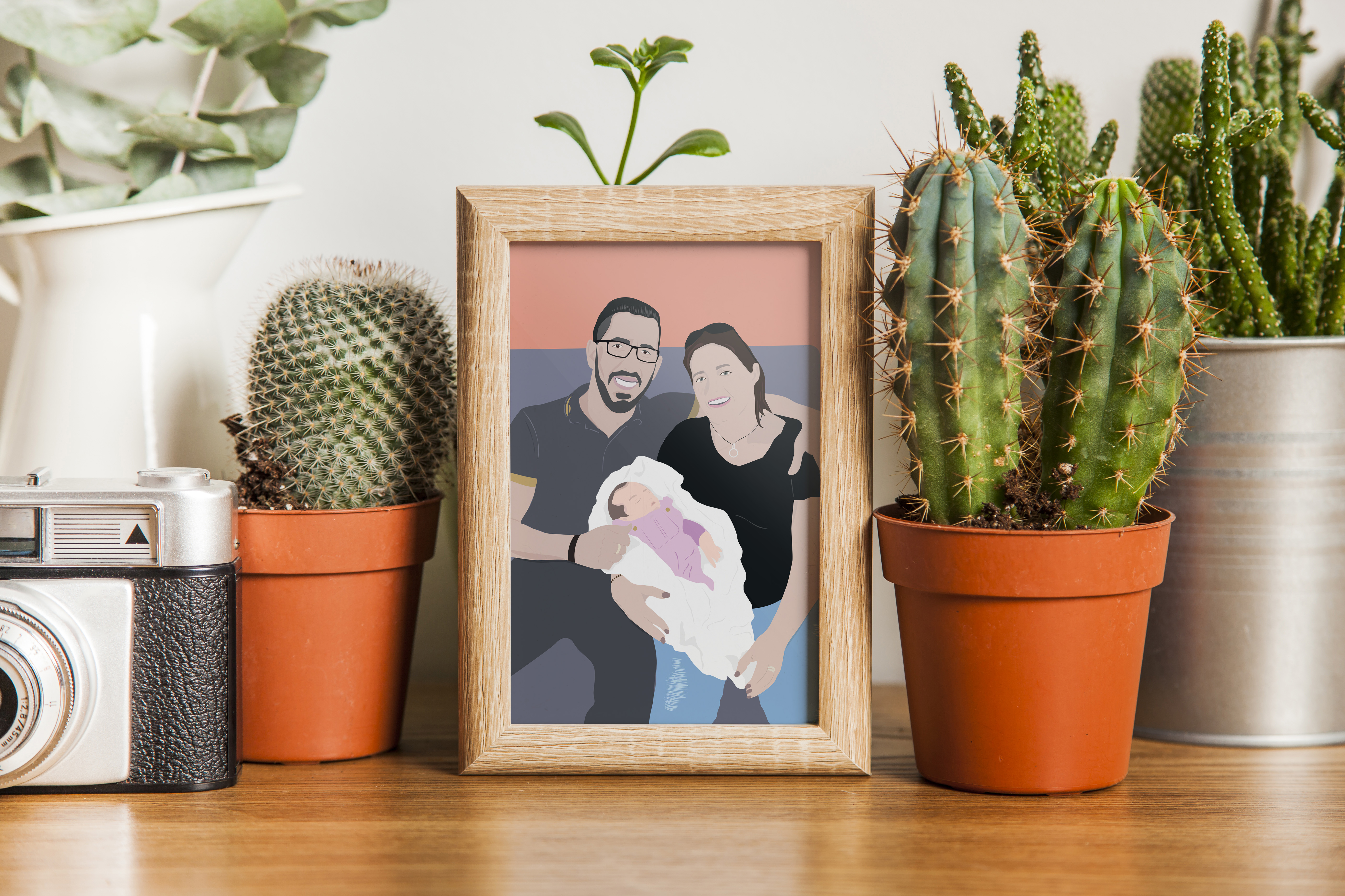 Illustration portrait famille pour Florence