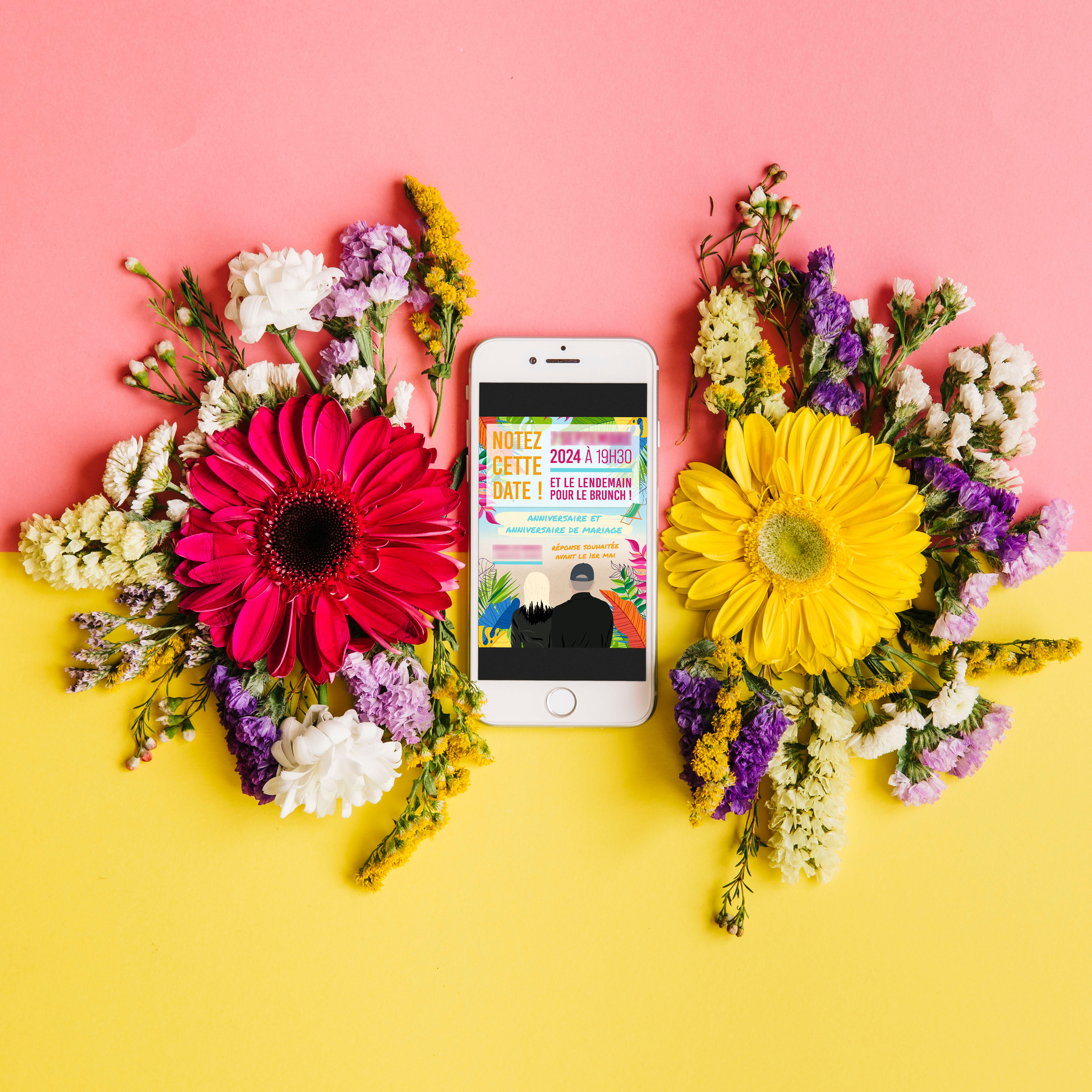 Invitation anniversaire et anniversaire de mariage colorfull