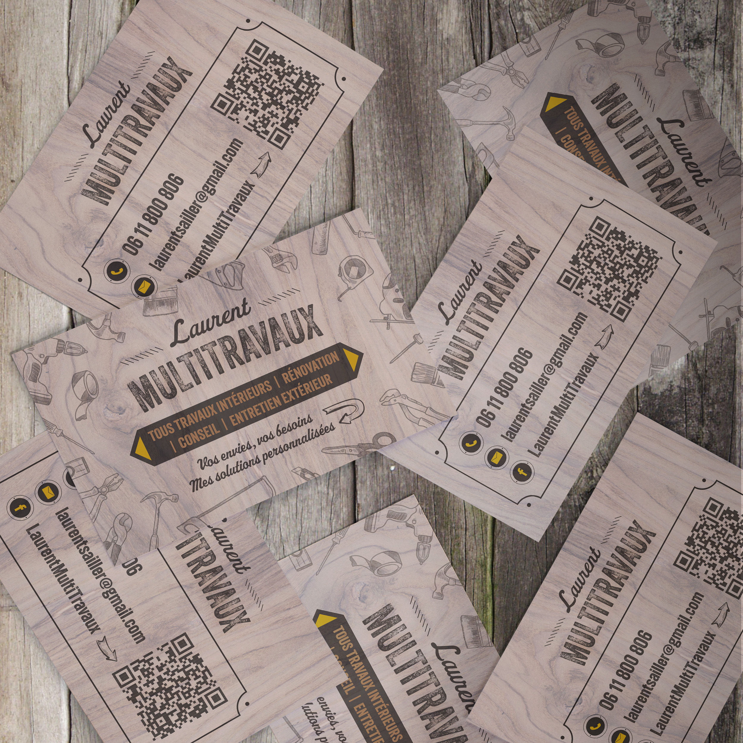 Support de communication – Carte de visite pour Laurent MultiTravaux